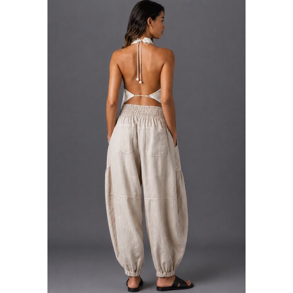 Pilcro Nutmeg Relaxed Linen Blend Pull On Jogger Pants Small Anthropologie Boho - Picture 2 of 11